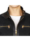 GG Leather Triming Zip-up Jacket Black - GUCCI - BALAAN.