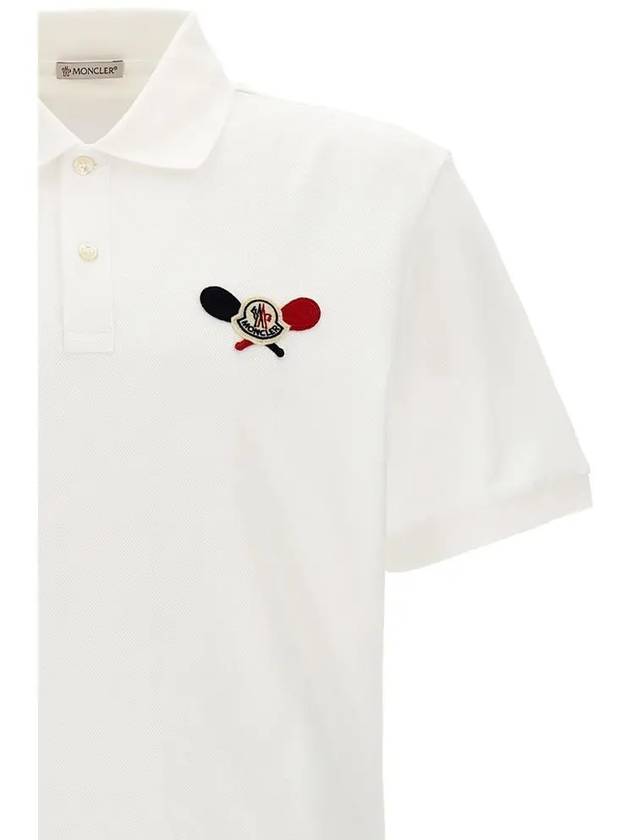 Tennis Logo Patch Polo Shirt White - MONCLER - BALAAN 5