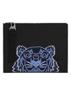 Tiger Embroidered Logo Clutch Bag Black - KENZO - BALAAN 1