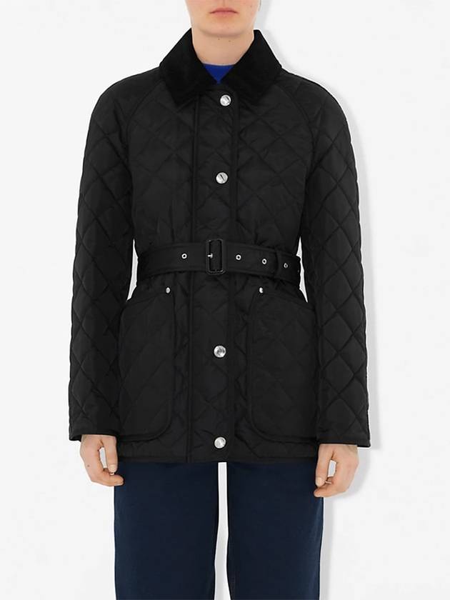 Diamond Quilted Nylon Jacket Black - BURBERRY - BALAAN 4