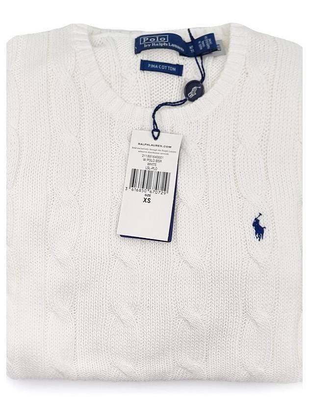 Polo Cable Knit Cotton Women's Round Neck Sweater - POLO RALPH LAUREN - BALAAN 3