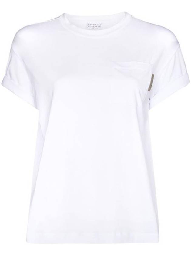 Stretch Cotton Jersey Short Sleeve T-Shirt White - BRUNELLO CUCINELLI - BALAAN 2