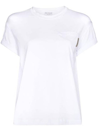 Stretch Cotton Jersey Short Sleeve T-Shirt White - BRUNELLO CUCINELLI - BALAAN 2