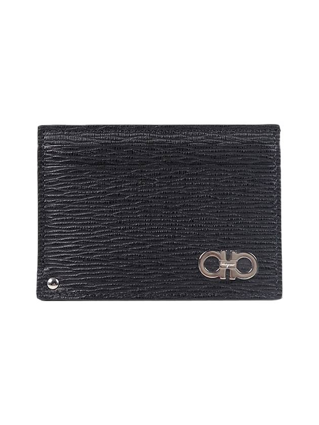 Double Gancini Leather Card Wallet Black - SALVATORE FERRAGAMO - BALAAN 2