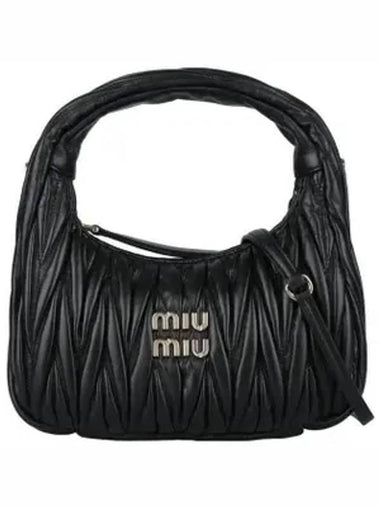 Wander Materasse Nappa Leather Mini Hobo Tote Bag Black - MIU MIU - BALAAN 1