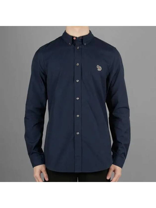 Men's Logo Patch Long Sleeve Shirt Navy - PAUL SMITH - BALAAN 2