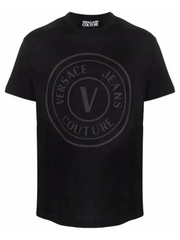 Jeans emblem black short sleeve t shirt 72GAHT20 899 E562 - VERSACE - BALAAN 1