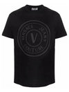 Jeans emblem black short sleeve t shirt 72GAHT20 899 E562 - VERSACE - BALAAN 3