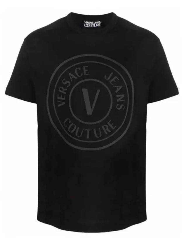 Jeans emblem black short sleeve t shirt 72GAHT20 899 E562 - VERSACE - BALAAN 3