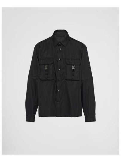 Re-Nylon Triangular Logo Pocket Long Sleeve Shirt Black - PRADA - BALAAN 2