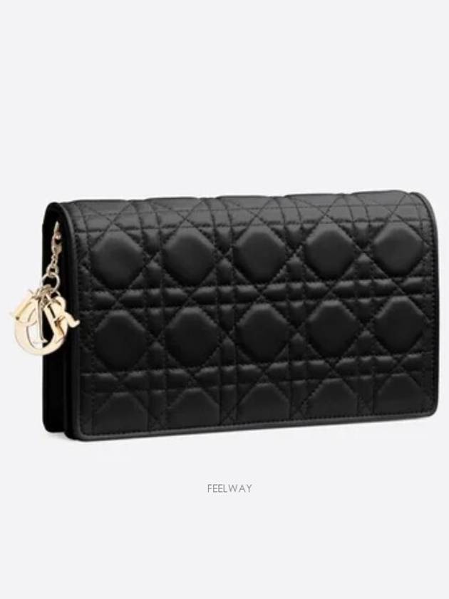 Lady Cannage Lambskin Chain Pouch Bag Black - DIOR - BALAAN 4