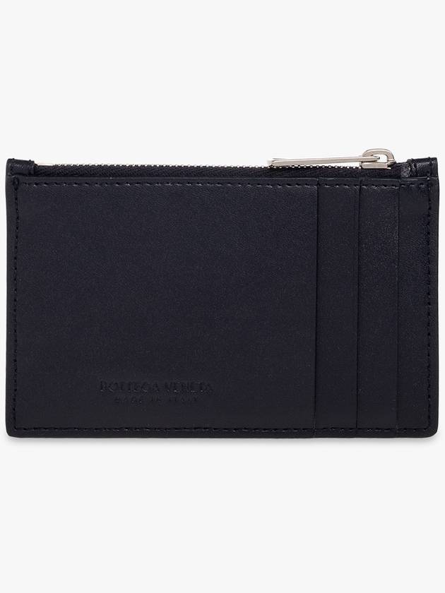 Intrecciato Leather Silver Zipper Card Wallet Navy - BOTTEGA VENETA - BALAAN 4