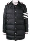 Men's 4 Bar Button Down Hooded Padding Black - THOM BROWNE - BALAAN 1