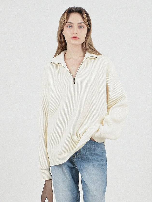 Modal Knit Half Zip up Cream - CHANCE'S NOI - BALAAN 2