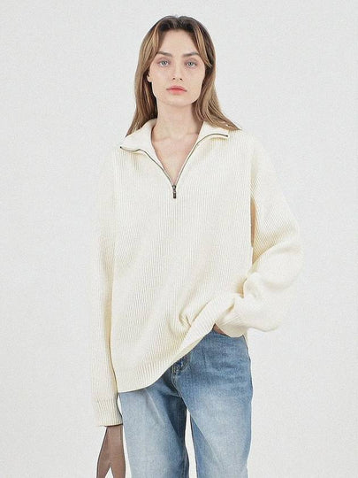 Modal Knit Half Zip Up Cream - CHANCE'S NOI - BALAAN 2