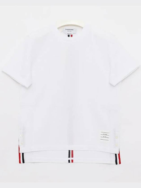 Center Back Stripe Classic Cotton Pique Relaxed Fit Short Sleeve T-Shirt White - THOM BROWNE - BALAAN 2