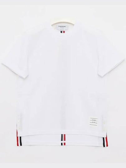 Center Back Stripe Classic Cotton Pique Relaxed Fit Short Sleeve T-Shirt White - THOM BROWNE - BALAAN 2