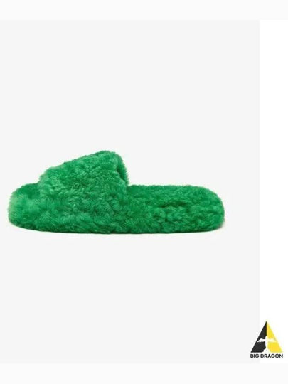 Teddy Shearling Slippers Green - BOTTEGA VENETA - BALAAN 2