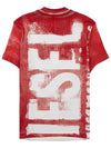 T-Skinzy Distressed Short Sleeve T-Shirt Red - DIESEL - BALAAN 3