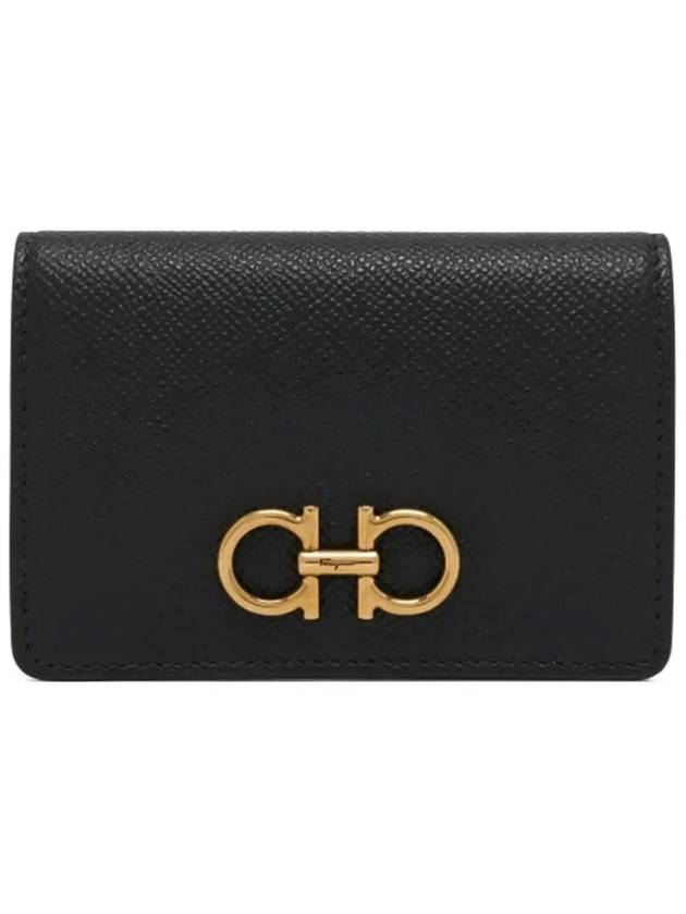 Gancini Leather Card Wallet Black - SALVATORE FERRAGAMO - BALAAN 6