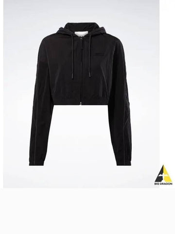 Hooded Crop Track Jacket Women s Black - REEBOK - BALAAN 1