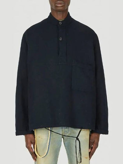 Collarless Wool Twill Jacket Navy - MAISON MARGIELA - BALAAN 2