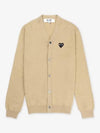 Men's Black Heart Wappen Wool Cardigan Beige 194041 - COMME DES GARCONS PLAY - BALAAN 2