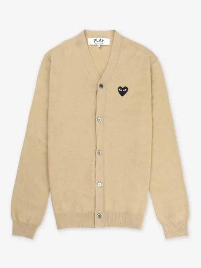 Black Heart Wappen V-Neck Wool Cardigan Beige - COMME DES GARCONS PLAY - BALAAN 2