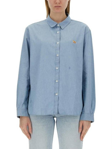 Baby Fox Classic Long Sleeve Shirt Blue - MAISON KITSUNE - BALAAN 1