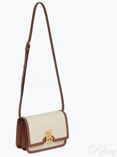 Two-Tone Canvas Leather Small TB Shoulder Bag Ivory - BURBERRY - BALAAN 2