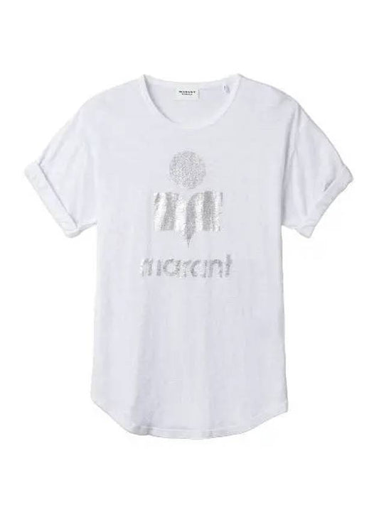 Coldy Logo Short Sleeve T Shirt White Silver - ISABEL MARANT - BALAAN 1
