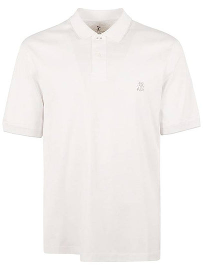 Embroidered Logo Cotton Short Sleeve Polo Shirt White - BRUNELLO CUCINELLI - BALAAN 2