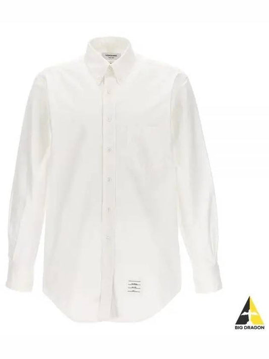 Men's Logo Patch Classic Cotton Long-Sleeve Shirt White - THOM BROWNE - BALAAN 2