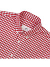 Small Heart Logo Gingham Button Long Sleeves Shirt Red - AMI - BALAAN 8