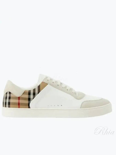 Check Leather Suede Sneakers Natural White Archive Beige - BURBERRY - BALAAN 2