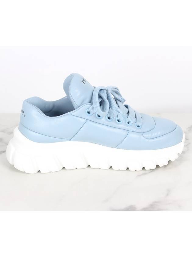 Triangular logo padded nappa sneakers sky blue 37 240 - PRADA - BALAAN 7