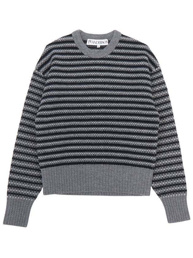 Striped Jacquard Wool Knit Top Grey - JW ANDERSON - BALAAN 2