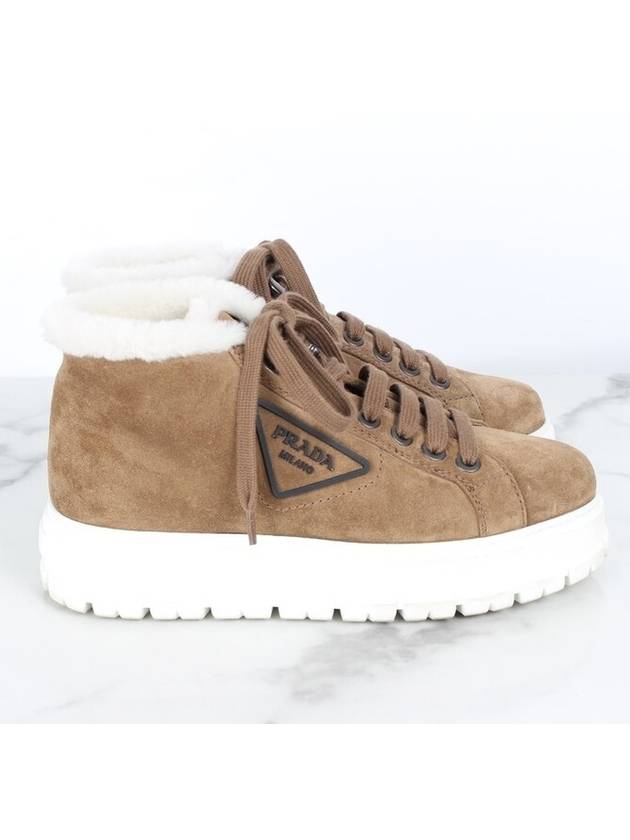 Triangle logo suede boot sneakers 36 5 235 - PRADA - BALAAN 6