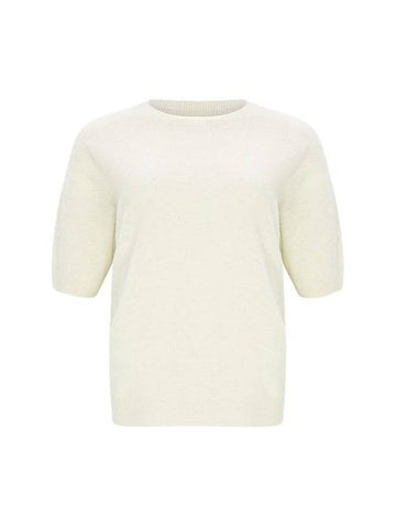 Wool Round Neck Knit Top Ivory - CALLAITE - BALAAN 1