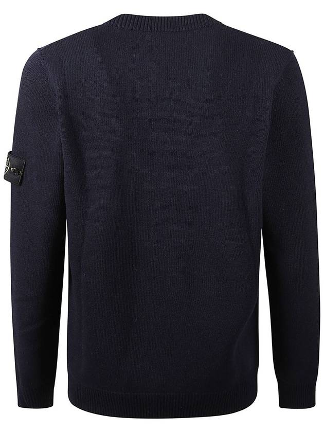 Logo Patch Lambswool Crewneck Knit Top Navy - STONE ISLAND - BALAAN 3