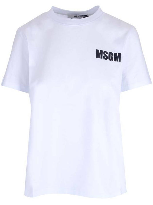 Back Logo Print Cotton Short Sleeve T-Shirt White - MSGM - BALAAN 2