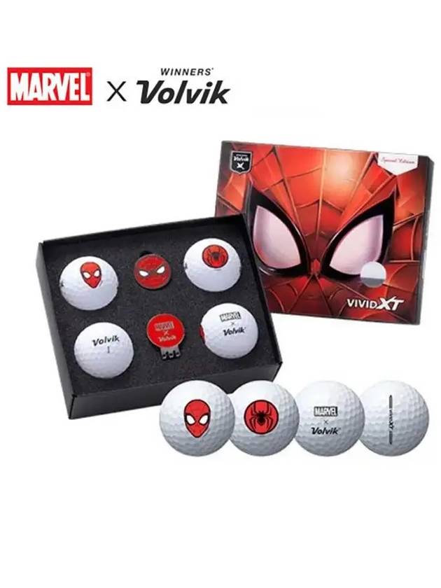 Golf Ball Ball Marker Vivid XT Spiderman 4 Piece 4 Balls - VOLVIK - BALAAN 1