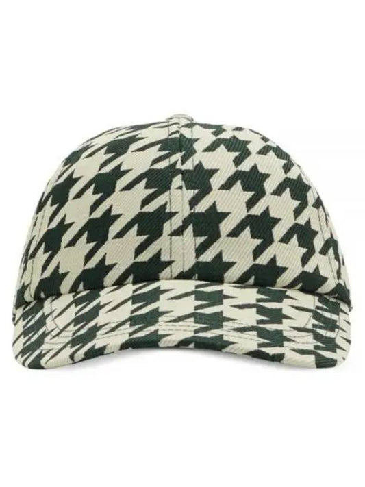 Houndstooth Pattern Cotton Ball Cap Green - BURBERRY - BALAAN 2