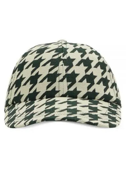 Houndstooth Pattern Cotton Ball Cap Green - BURBERRY - BALAAN 2