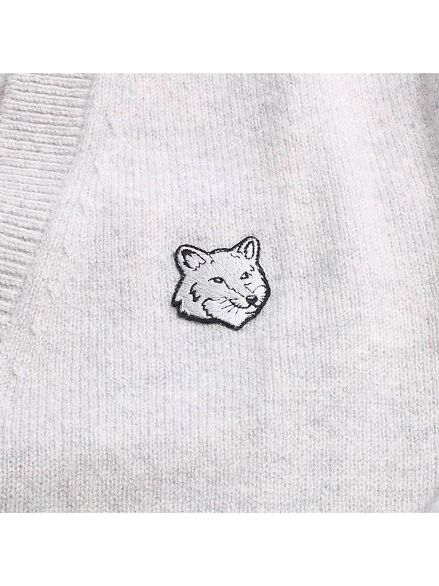 Bold Fox Head Patch Regular Lambswool Cardigan Light Grey - MAISON KITSUNE - BALAAN 4