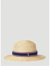 Embossed Logo Band Raffia Bucket Hat Beige - MIU MIU - BALAAN 5