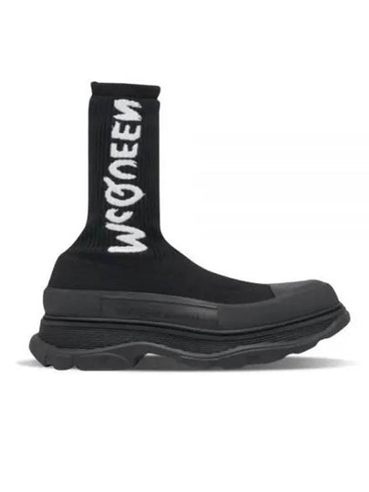 White Logo Socks High Top Sneakers Black - ALEXANDER MCQUEEN - BALAAN 2