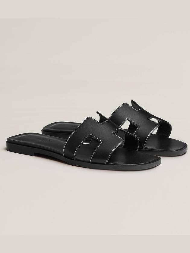 Oran Sandals Calfskin Noir STK - HERMES - BALAAN 1