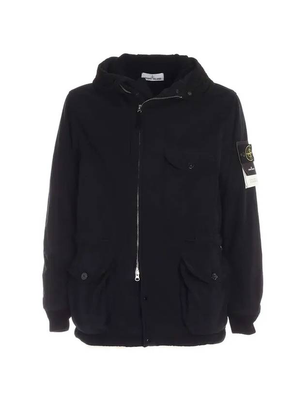 David Wappen Patch Zip-up Hooded Jacket Black - STONE ISLAND - BALAAN 1