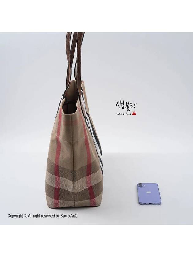 London check canvas medium tote bag 80840471 taupebrown - BURBERRY - BALAAN 9